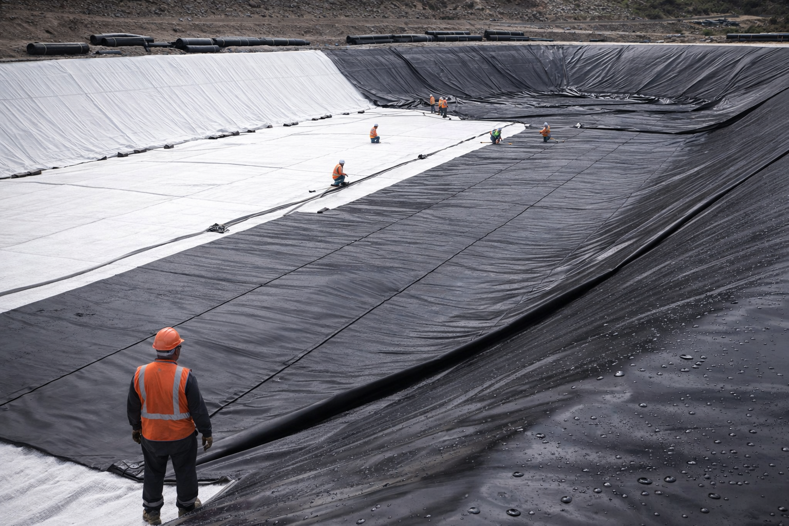 Geomembrana HDPE - Instalación en laguna